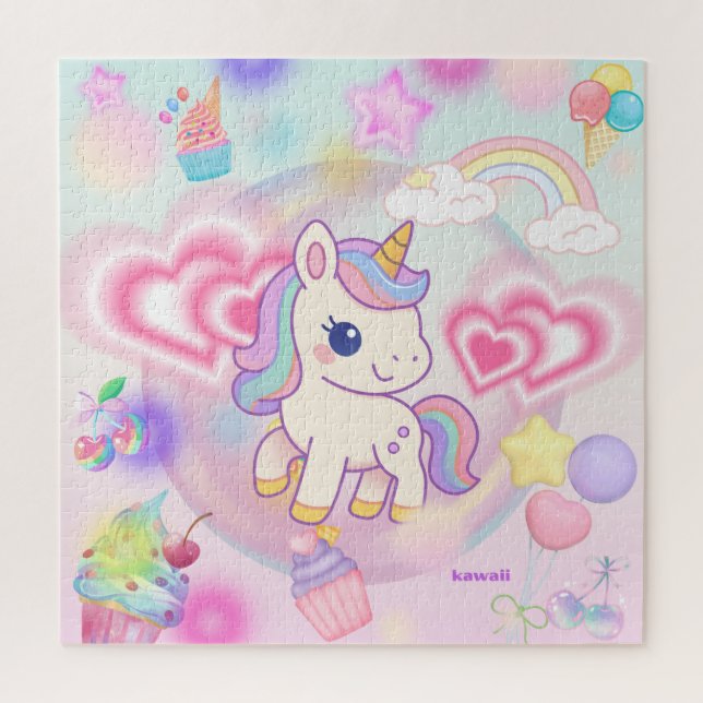 QUEBRA-CABEÇA かわいいピンクのゆるふわユニコーン♡ (Vertical)