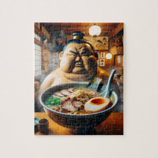 QUEBRA-CABEÇA ラーメンを前に真剣な眼差しの力士