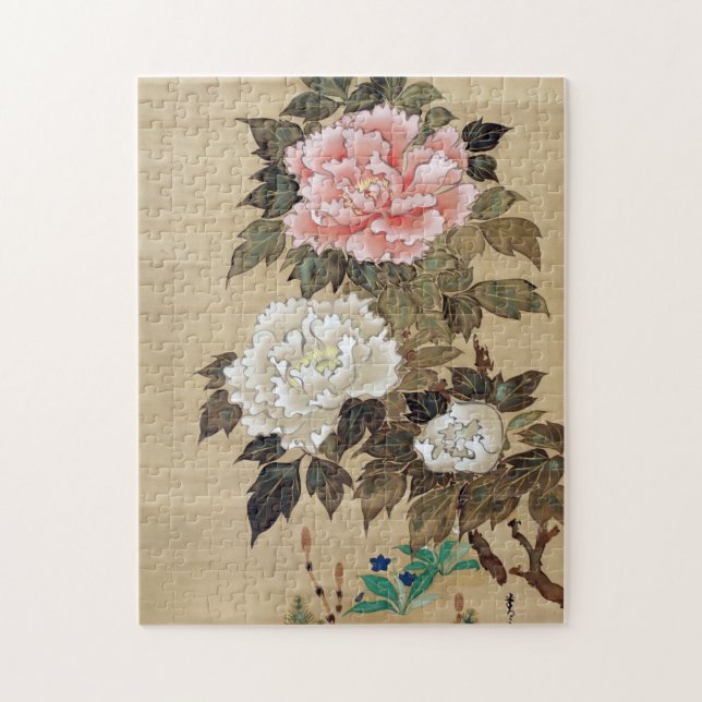 Quebra-cabeça 丹 牡, 其 一 Peony, Kiitsu, Arte do Japão (Vertical)