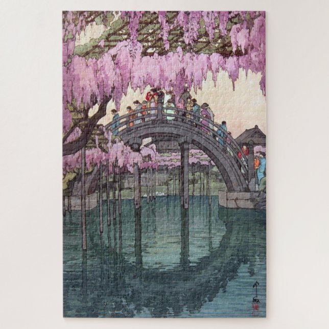 Quebra-cabeça 亀 戸 神, Ponte Kameido, Hiroshi Yoshida, Woodcut (Vertical)