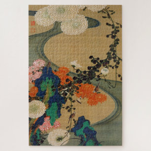 QUEBRA-CABEÇA 動 植 綵 絵(29)菊 花 流 水 図, 伊 藤
