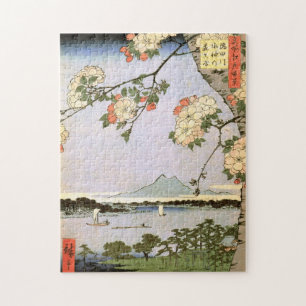 Quebra-cabeça 江戸の桜, flores de cerejeira do 広重 de Edo