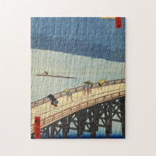 Quebra-cabeça 突然の雨, chuva repentina do 広重, Hiroshige