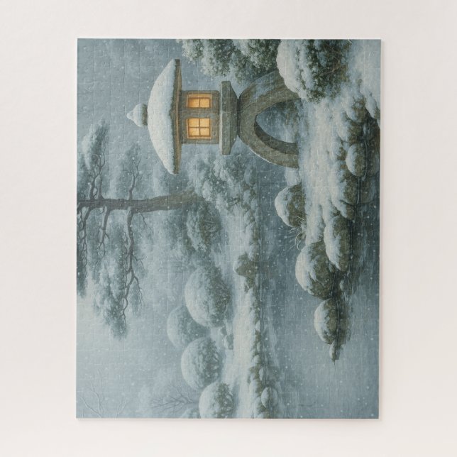 Quebra-cabeça 雪に包まれた静寂の庭園｜Silent Garden Covered in Snow (Vertical)