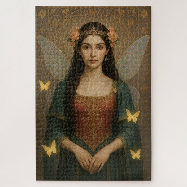 Quebra-cabeça 001_A fairy princess in teal green and crimson. (Vertical)