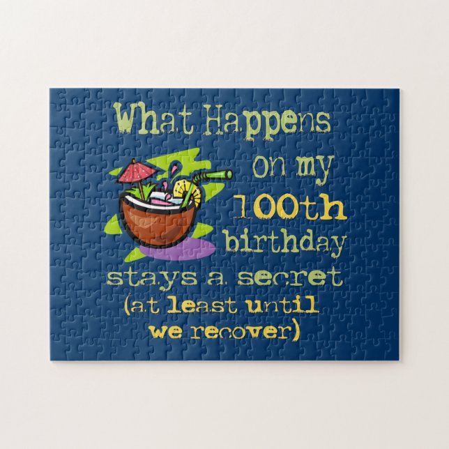 Quebra-cabeça 100º Presentes de Festa de aniversário. O que acon (Horizontal)