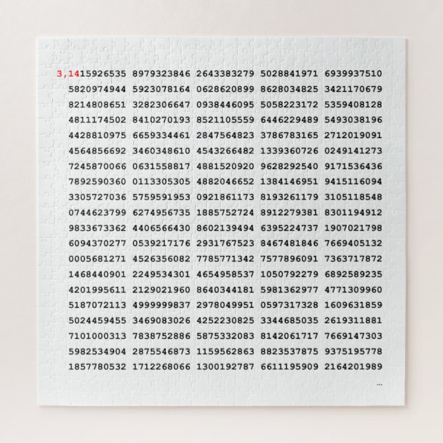 Quebra-cabeça 1000 Primeiro Dígitos Número Pi | Símbolo matemáti (Vertical)