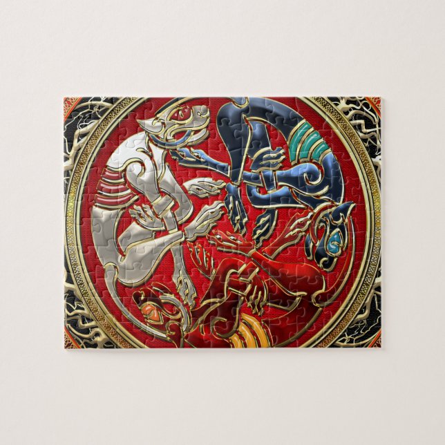 Quebra-cabeça [100] Tesouros Celtas - Três Cães em Dourado (Horizontal)