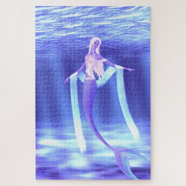 Quebra-cabeça 1014 PCes. Fantasia subaquática da sereia bonita (Vertical)