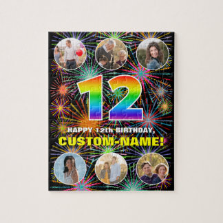 Quebra-cabeça 12 Birthday: Rainbow # divertido, nome personaliza