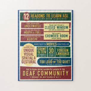 Quebra-cabeça 12 razões aprender o ASL. Enigma