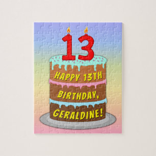 Quebra-cabeça 13 de aniversário: Bolo e Velas Divertidas + Nome