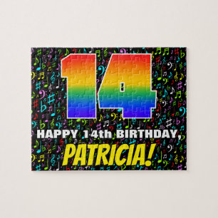 Quebra-cabeça 14 Birthday — Símbolos de Música Coloridos e Diver