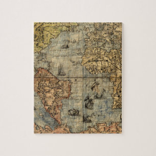 Quebra-cabeça 1565 Mapa Antigo do Mundo de Forlani Cartografia V