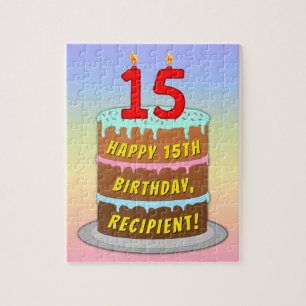 Quebra-cabeça 15 de aniversário: Bolo e Velas Divertidas + Nome