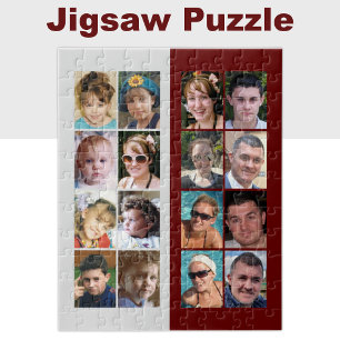 Quebra-cabeça 16 fotos de burgundy e cinza de colagem