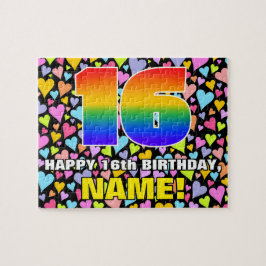 Quebra-cabeça 16.o aniversário — Diversão, formas cardíacas ador