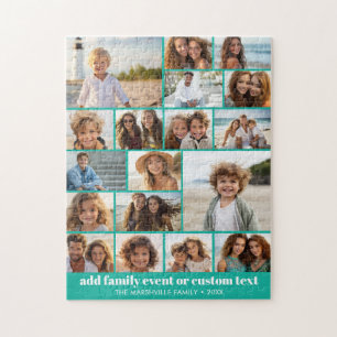 Quebra-cabeça 18 Colagem de Fotos - Texto Personalizado - Verde