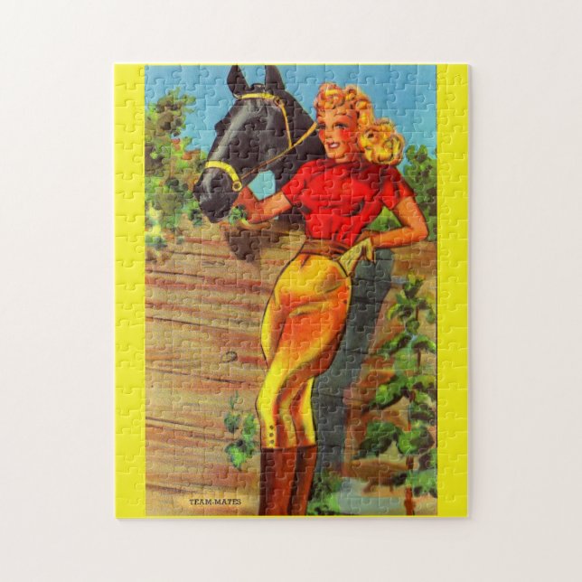 Quebra-cabeça 1940s pin-up gal and horse (Vertical)