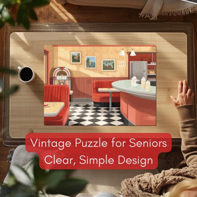 Quebra-cabeça 1950s American Diner Puzzle – Vintage Jukebox (Criador carregado)