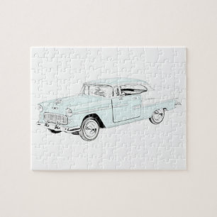 Quebra-cabeça 1955 Chevy Bel Air Blue e White Two Tone