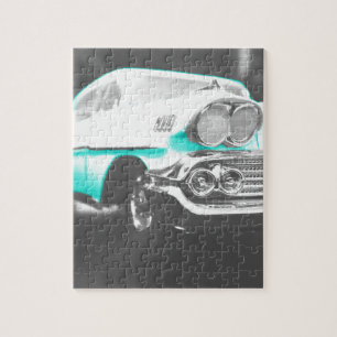 Quebra-cabeça 1958 chevy impala azul brilhante carro clássico