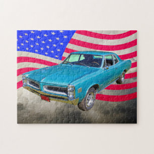 Quebra-cabeça 1966 Pontiac Le Mans e bandeira americana