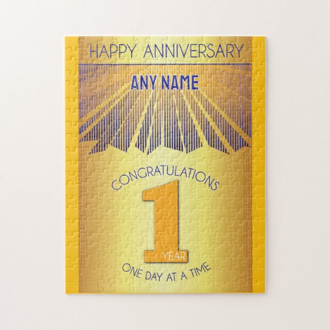Quebra-cabeça 1 Ano | AA Aniversário Personalizado do 12 Passos (Vertical)