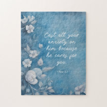 1 Pedro 5:7 “Lancem Toda a Sua Ansiedade” Azul Flo