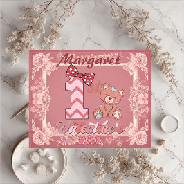 Quebra-cabeça 1st Valentine's Day Teddy Bear Bow Floral Motifs 