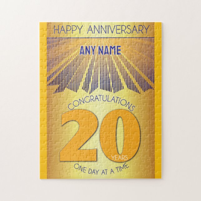 Quebra-cabeça 20 Year | AA 12 Step Anniversary Personalized (Vertical)