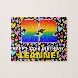 Quebra-cabeça 22º Aniversário — Formas de Coração Divertidas e A