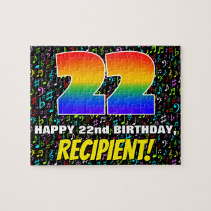 Quebra-cabeça 22nd Birthday — Fun, Colorful Music Symbols & “22”