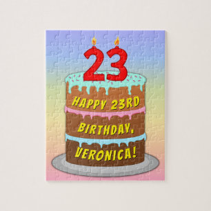 Quebra-cabeça 23º aniversário: Bolo e Velas Divertidas + Nome Pe