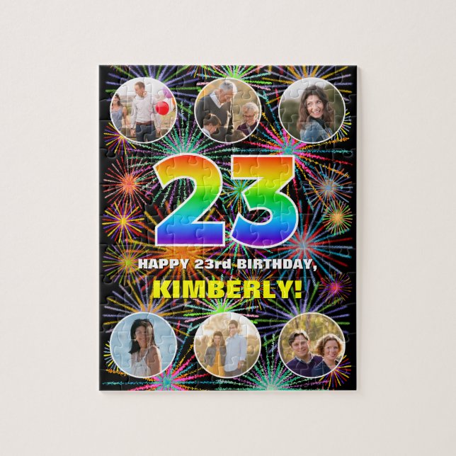 Quebra-cabeça 23º aniversário: Divertido Rainbow #, Personalizad (Vertical)