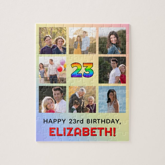 Quebra-cabeça 23º aniversário: Divertido Rainbow #, Personalizar (Vertical)