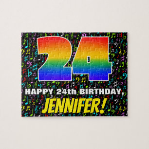 Quebra-cabeça 24th Birthday — Fun, Colorful Music Symbols & “24”
