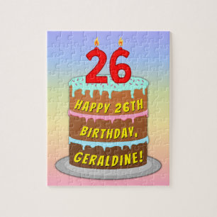Quebra-cabeça 26.º aniversário: Bolo e Velas Divertidas + Nome P