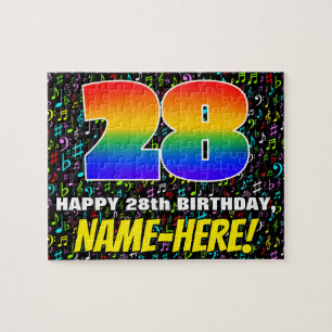 Quebra-cabeça 28.o aniversário — Símbolos musicais divertidos e