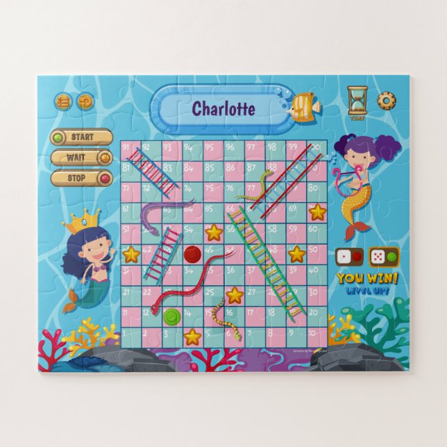 Quebra-cabeça 2 em 1, escadas de cobra de sereia sob a caça marí (Horizontal)