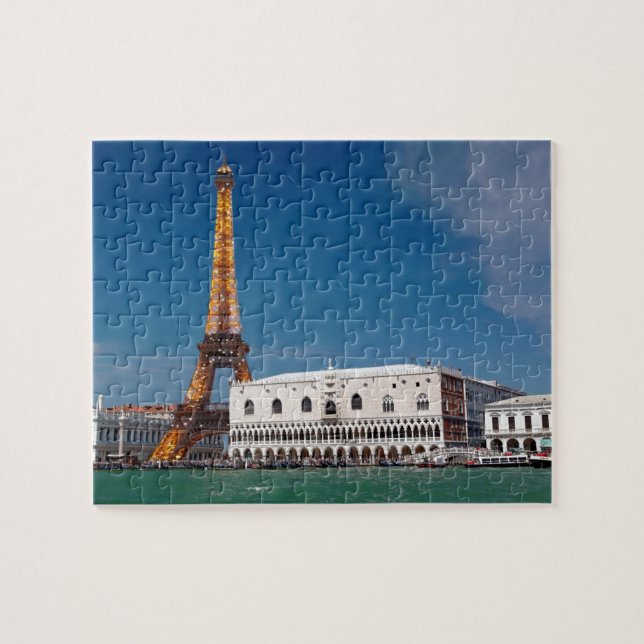 Quebra-cabeça 2 para 1 Veneza e Paris - Mundo Misto (Horizontal)