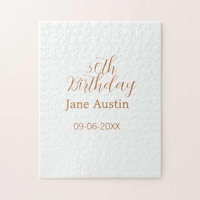 Quebra-cabeça 30th birthday copper brown simple stylish name dat (Vertical)