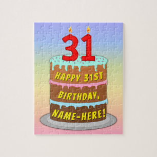 Quebra-cabeça 31º Aniversário: Bolo e Velas Divertidas + Nome Pe