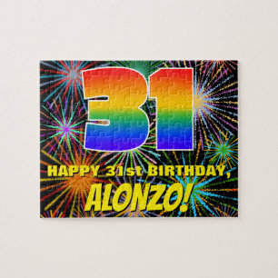 Quebra-cabeça 31º aniversário: Fogos de artifício coloridos e di