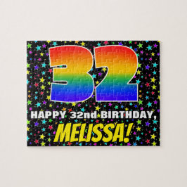 Quebra-cabeça 32º Aniversário — Padrão Colorido e Divertido de E