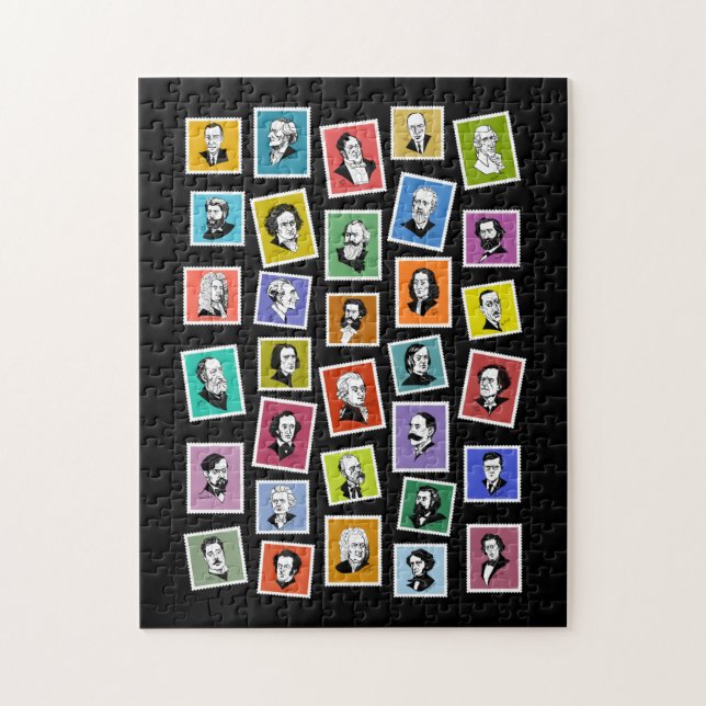 Quebra-cabeça 32 retratos gráficos dos maiores compositores (Vertical)