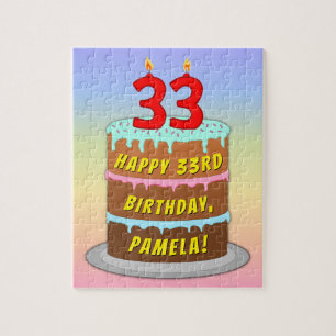 Quebra-cabeça 33º aniversário: Bolo e Velas Divertidas + Nome Pe