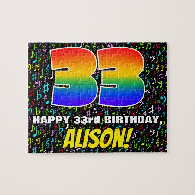 Quebra-cabeça 33.o aniversário — Símbolos musicais divertidos e  (Horizontal)