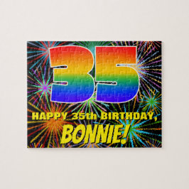 Quebra-cabeça 35º aniversário: Fogos de artifício coloridos e di