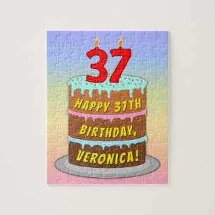 Quebra-cabeça 37.º aniversário: Bolo e Velas Divertidas + Nome P